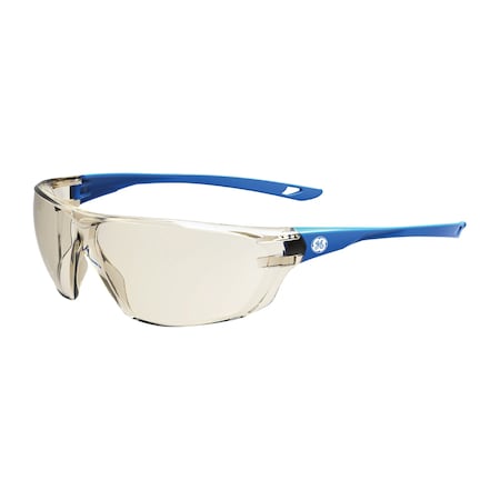 Ge Safety Glasses, Anti-Fog & Anti-Scratch, Mirror, I/O Lens, Blue Frame GE103MAF